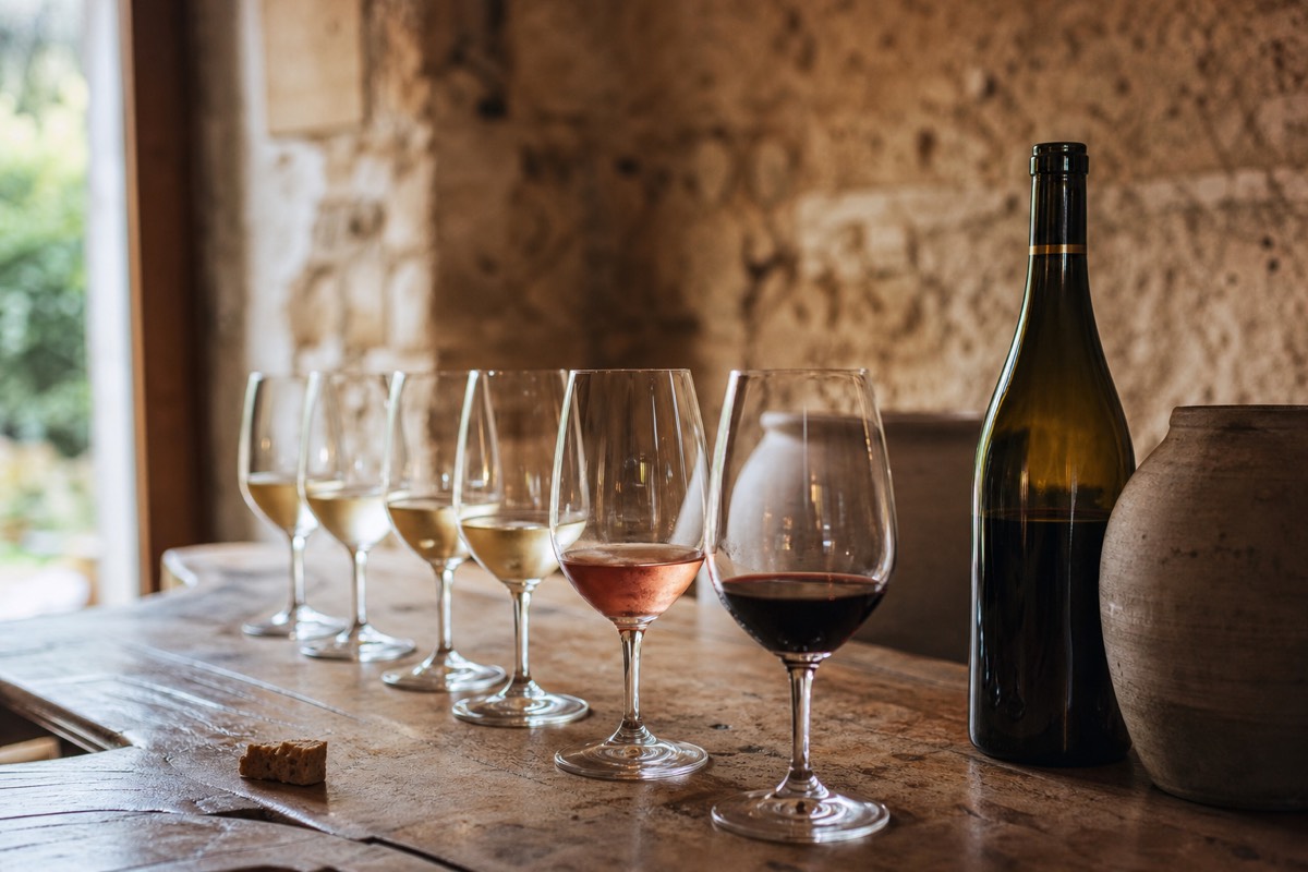 A tasting flight of Loire wines